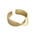 wholesale S925 Sterling Silver JT322 Korean-style Minimalist Open Ring with Mobius Twist Design in Cool Tone-0-4