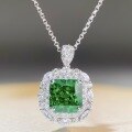 wholesale S925 Sterling Silver New Original Design Square Full-Diamond Envelope Pendant Necklace for Women with Emerald-0-2