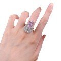 wholesale 925 Sterling Silver High-Carbon Diamond 10*15mm Pink Diamond Ring Luxury European and American Style Cross-Border Design-0-4