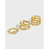 wholesale S925 Sterling Silver 777 Korean Version Earrings Without Piercing, Versatile, Ins Niche, Minimalist, Multi-Layer Micro-Inlaid Zircon Ear Clips-EF779-White Gold/Diamond [Single] 925 Silver