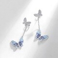 wholesale S925 sterling silver French fashion trendy plique-à-jour enamel butterfly earrings, minimalist and girly ear accessories-0-2