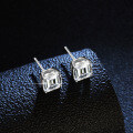 S925 Silver Four-Prong Earrings Square Emerald Pagoda Wedding Moissanite-0-0