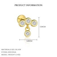 wholesale S925 Sterling Silver Irregular Zircon Star Earrings, Round Small Niche Design。-E4726-Gold/Single 925 Silver