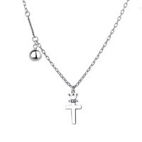 wholesale S925 Sterling Silver Retro Creative Crown Cross Necklace Trendy Fashion Minimalist Design Sense Choker for Women-107L/approximately 6.73g 925 silver