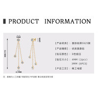 Sterling Silver Moissanite Chain Tassel Earrings, Wholesale.-Tassel X3 Earrings [K Gold]  925 Silver