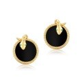 wholesale S925 Sterling Silver Black Agate Earrings with Animal Snake Design, Diamond Accents, Retro Punk Style Snake Stud Earrings for Wholesale-0-4