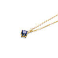 wholesale 9K Gold Japanese-Inspired Luxury Jewelry Minimalist Exquisite Geometric Sapphire Necklace and Stud Earrings Set for Women New Collection-0-4