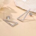 wholesale S925 Sterling Silver Cross-Border New Triangle Moissanite Earrings, Simple and Fashionable Geometric Hollow-Out Earrings for Women-0-2