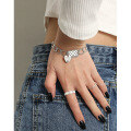 wholesale S925 Sterling Silver Korean Version INS Niche Design Retro Distressed Heart Pendant Chain Textured Bracelet for Women-0-2