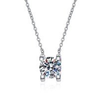 wholesale S925 Sterling Silver Rose Gold 1ct Moissanite Cross Pendant Necklace Women's Chain Wholesale-50 point rose gold (green moissanite) necklace