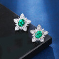 wholesale S925 Sterling Silver Little Star Stud Earrings New Style Emerald Gemstone Ice Crystal Flower Luxury Wind Earrings-0-2
