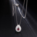 wholesale S925 Silver New Fashionable Design Light Luxury Gemstone Necklace French Romance Inlaid with Natural Colored Gemstone Pendant-0-1
