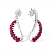 wholesale 925 Silver Gold-Plated Earrings with High-Carbon Diamond, Ruby Red Teardrop Cut, Fashion Versatile Women's Earrings-Pigeon Blood Red 925 Silver
