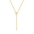 wholesale S925 Sterling Silver Eight-pointed Star Zirconia Tassel Pendant Necklace For Women-0-3