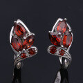 wholesale S925 Silver New Light Luxury Natural Garnet Earrings, Designed with a High-End Feel, Gemstone Stud Earrings-0-1
