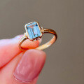 wholesale S925 Sterling Silver Red Elk Full Body Ins Simple Blue Zircon Rectangle Ring for Women, Classic and Versatile Light Luxury-0-4