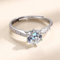 wholesale 1 Carat D Color Moissanite Ring for Women, Unique Design Classic Six-Prong Engagement Ring, Sterling Silver Jewelry-0-2
