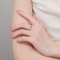 S925 Sterling Silver Moissanite Ring, Interlocking Oval Design, Delicate and Trendy-0-2