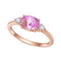 wholesale S925 Sterling Silver with Pink Sapphire Ring, Fashion Classic Light Luxury 6*8mm Gemstone Rose Gold Plated Ring-0-0