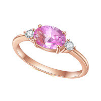 wholesale S925 Sterling Silver with Pink Sapphire Ring, Fashion Classic Light Luxury 6*8mm Gemstone Rose Gold Plated Ring-S925 silver + pink corundum  US size 7