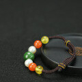 wholesale Metal material first, handmade DIY single-strand 8mm beads bracelet for women with natural Hetian jade, pearl, beeswax, and southern red agate multi-gem bracelet-0-1