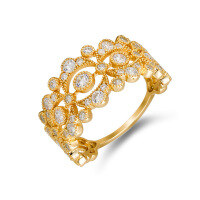 wholesale 925 Silver Gold Plated Dunli Jewelry Spring New Collection European and American Lace Hollow-Out Fashion High-End Zircon Ring for Women-Lace Hollow Zircon Ring No. 5 (Mido)