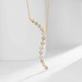 wholesale 14K Gold, Platinum, Cultured Diamond, and White Gold Minimalist Ins-Style Linear Collarbone Necklace with a Cool and Aloof Aesthetic-0-0