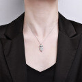Sterling Silver Europe-US Cross-Border Micro-Set Moissanite Owl Pendant Necklace-0-2
