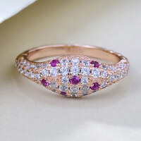 wholesale S925 Silver Plated Rose Gold Light Luxury Ins Style Pave Zirconia Stackable Index Finger Ring for Women, New-R1373 No.6