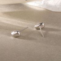 wholesale S925 Sterling Silver Gold-plated Irregular Bean Stud Earrings, Women's Ins Minimalist Style, Ready For Wholesale-E480E-Platinum Large Model 925 Silver