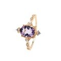 wholesale S925 silver and natural amethyst Korean and Japanese lightweight luxury ring for women, romantic and sweet vibe jewelry wholesale-0-4
