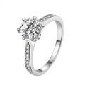 Sterling Silver Moissanite Ring, 1 Carat Six-Prong Setting, Hot-Selling Live Stream Source-0-2