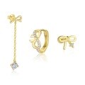 wholesale S925 Sterling Silver Bow-shaped Stud Earrings For Women, Elegant Zircon Design, Fashionable And Versatile-0-0