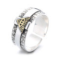 wholesale S925 Sterling Silver Retro Fashion Men's Creative God's Eye Punk Style Adjustable Ring for Women-0-4