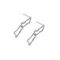 wholesale S925 Sterling Silver Korean Version Ins Minimalist Niche Design Geometric Double-Layer Chain Textured Stud Earrings for Women-0-5