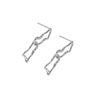 wholesale S925 Sterling Silver Korean Version Ins Minimalist Niche Design Geometric Double-Layer Chain Textured Stud Earrings for Women-Platinum [with sterling silver ear plugs] &gt; 925 silver