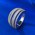 wholesale S925 Silver New European and American Five-Row Inlaid Diamond Full Diamond Ins Style Fashion Commuter Ring-0-3