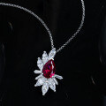 wholesale S925 silver new style 3ct lab-grown ruby pear 8*12 niche design necklace-0-1