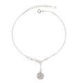 wholesale S925 Sterling Silver Chinese Style "Fu" Character Anklet with Diamond Accents, Elegant Vintage Minimalist Shiny Diamond Ankle Jewelry with Tassels-0-4