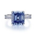 wholesale S925 Silver New Style Imported Blue-Gray 10*11 High Carbon Diamond Ring for Women,-0-5
