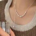 wholesale S925 Sterling Silver Heavy Work Crushed Silver Necklace Women Korean New Ins Versatile Niche Collarbone Chain-0-0