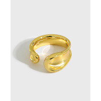 wholesale 18K gold-plated S925 sterling silver open ring, Korean version ins minimalist style-18K Gold [No. 13/Adjustable] Opening adjustable