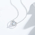 wholesale Original S925 Sterling Silver Happy Planet Necklace with Love, a Niche and Light Luxury Pendant for Women Featuring Moonstone, Same Style as Xiaohongshu-0-1