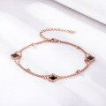 wholesale S925 Sterling Silver Rose Gold Four-Leaf Clover Anklet for Women, Light Luxury Style Anklet Accessory Wholesale-0-1