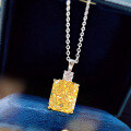 wholesale S925 silver new jewelry women's high-carbon diamond rectangular yellow diamond necklace-0-1
