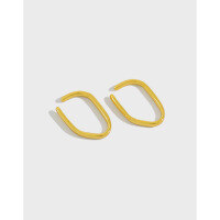 wholesale S925 Sterling Silver Korean-style Minimalist Line Ear Clips for Non-Pierced Ears, Versatile Silver Ear Accessories-18K gold 925 silver