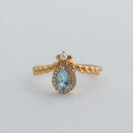 wholesale S925 Silver Plated with 14k Gold, Dunli Jewelry Petite Fresh Sweet Style Rose Quartz/Sky Blue Topaz Ring-0-1