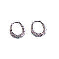 wholesale 925 Silver Plated with White Gold Women's Earrings, Elegant Style Smooth Hollow Teardrop White Gold Color Pure Silver Ear Clasp Hoop-0-4
