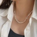 wholesale S925 Sterling Silver Women's Double Layer Natural Pearl Necklace, Luxurious Fashion Minimalist High-End OT Clasp Collarbone Chain-0-1
