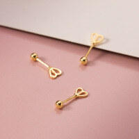 wholesale Sterling Silver Dainty Sweet Hollow Heart Stud Earrings for Women Students Small Threaded Bead Earrings G9550-S925 silver pair silver 925 silver